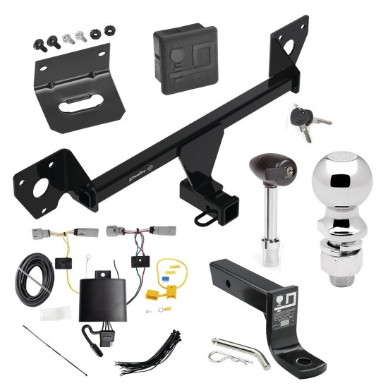 For 2021-2023 Chevrolet Trailblazer Trailer Hitch Tow PKG w/ 4-Flat Wiring + Ball Mount w/ 4" Drop + 2-5/16" Ball + Wiring Bracket + Hitch Lock + Hitch Cover (Excludes: w/LED Taillights Models) By Draw-Tite