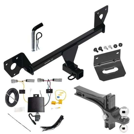 For 2021-2023 Chevrolet Trailblazer Trailer Hitch Tow PKG w/ 4-Flat Wiring Harness + Dual Adjustable Drop Rise Ball Ball Mount 2" & 2-5/16" Trailer Balls + Pin/Clip + Wiring Bracket (Excludes: w/LED Taillights Models) By Draw-Tite