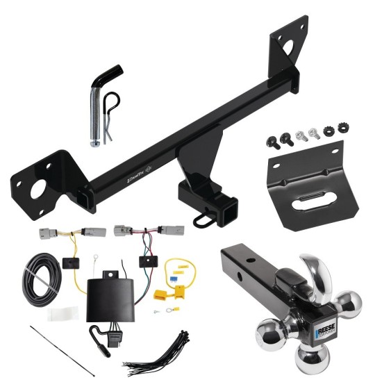 For 2021-2023 Chevrolet Trailblazer Trailer Hitch Tow PKG w/ 4-Flat Wiring Harness + Triple Ball Ball Mount 1-7/8" & 2" & 2-5/16" Trailer Balls w/ Tow Hook + Pin/Clip + Wiring Bracket (Excludes: w/LED Taillights Models) By Draw-Tite