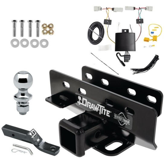 Trailer Tow Hitch For 21-24 Ford Bronco w/LED Taillights Except Models w/OEM Hitch w/ Plug & Play Wiring Kit 2" Receiver Complete Package w/ Wiring and 1-7/8" Ball