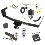 Ultimate Tow Package For 19-23 Toyota RAV4 Trailer Hitch w/ Wiring 2" Drop Mount Dual 2" and 1-7/8" Ball Lock Bracket Cover 2" Receiver