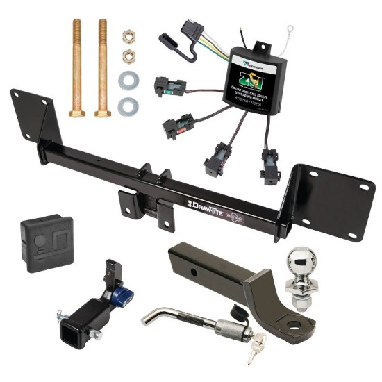 Trailer Tow Hitch For 21-22 Mercedes Benz GLE350 Hidden Removable 2" Receiver Deluxe Package w/ Zero Contact Wiring Harness Kit and 2" Ball Mount and Lock