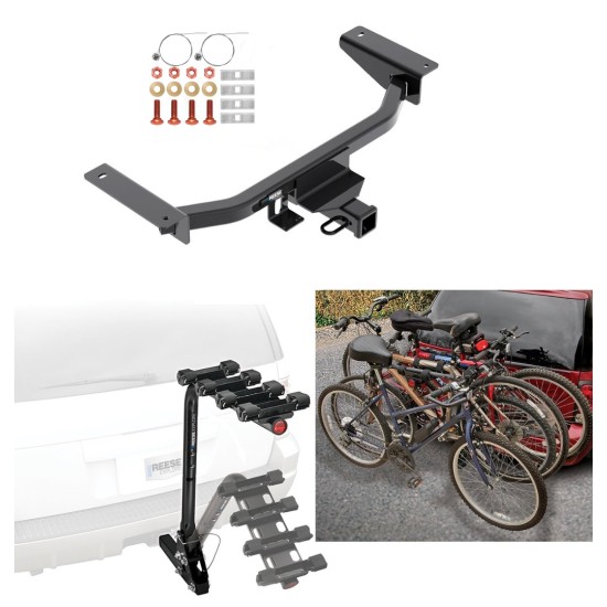 Trailer Hitch w/ 4 Bike Rack For 16-23 Mazda CX-9 Approved for Recreational & Offroad Use Carrier for Adult Woman or Child Bicycles Foldable