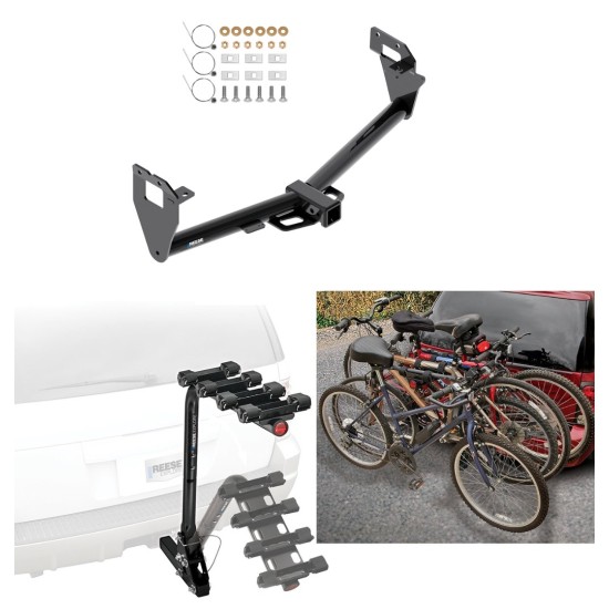 Trailer Hitch w/ 4 Bike Rack For 15-23 Jeep Renegade All Styles Approved for Recreational & Offroad Use Carrier for Adult Woman or Child Bicycles Foldable