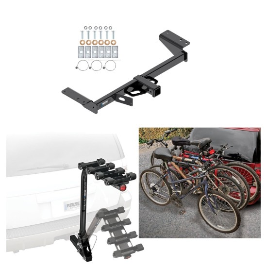 Trailer Hitch w/ 4 Bike Rack For 17-24 Cadillac XT5 except Platinum Approved for Recreational & Offroad Use Carrier for Adult Woman or Child Bicycles Foldable