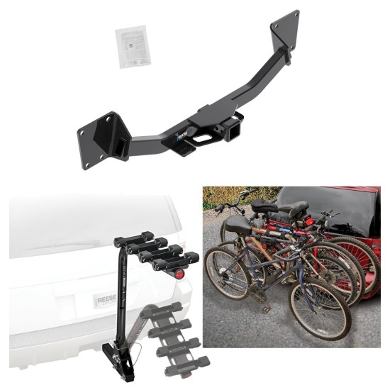 Trailer Hitch w/ 4 Bike Rack For 17-24 GMC Acadia Exc 17 Limited 2020 Cadillac XT6 19-24 Chevy Blazer Approved for Recreational & Offroad Use Carrier for Adult Woman or Child Bicycles Foldable