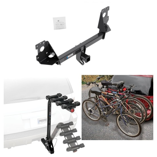 Trailer Hitch w/ 4 Bike Rack For 17-25 Audi Q7 All Styles Approved for Recreational & Offroad Use Carrier for Adult Woman or Child Bicycles Foldable