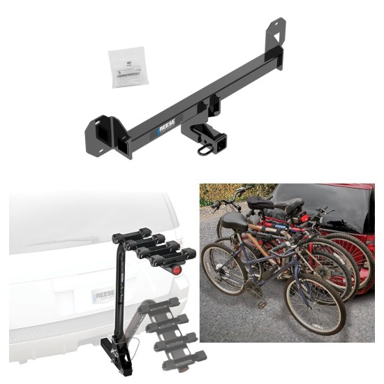 Trailer Hitch w/ 4 Bike Rack For 16-22 Mercedes GLC300 All Styles Approved for Recreational & Offroad Use Carrier for Adult Woman or Child Bicycles Foldable