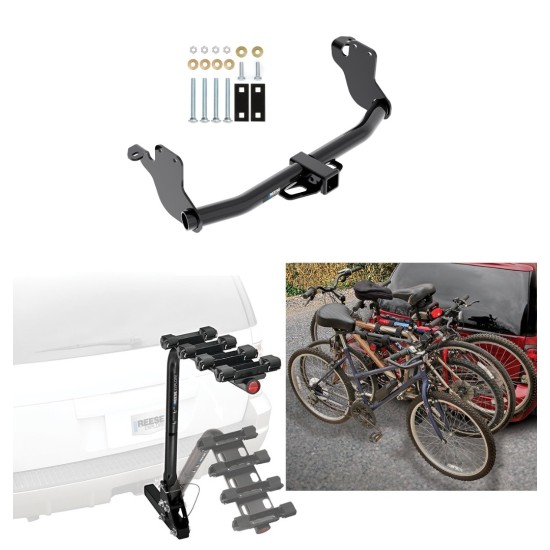 Trailer Hitch w/ 4 Bike Rack For 11-24 Mitsubishi Outlander Approved for Recreational & Offroad Use Carrier for Adult Woman or Child Bicycles Foldable