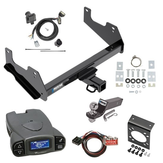 Trailer Hitch Tow Package Prodigy P3 Brake Control For 15-21 Ford F-150 Raptor w/ 7-Way RV Wiring 2" Drop Mount 2" Ball Class 4 2" Receiver Reese Tekonsha