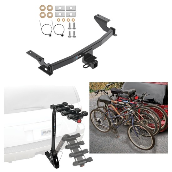 Trailer Hitch w/ 4 Bike Rack For 13-24 Mazda CX-5 Approved for Recreational & Offroad Use Carrier for Adult Woman or Child Bicycles Foldable