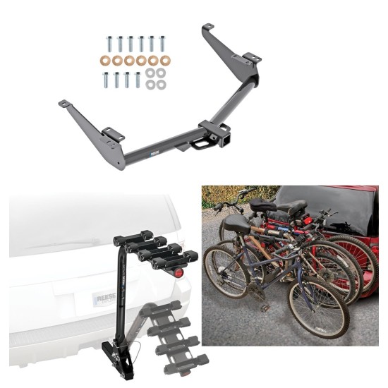 Trailer Hitch w/ 4 Bike Rack For 17-24 Nissan Titan except XD Approved for Recreational & Offroad Use Carrier for Adult Woman or Child Bicycles Foldable