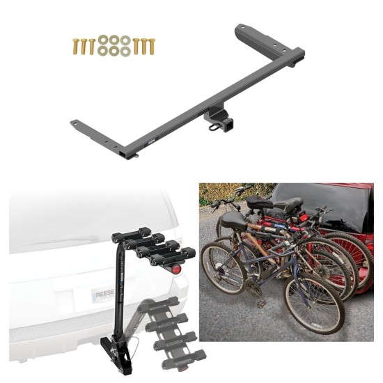 Trailer Hitch w/ 4 Bike Rack For 18-24 Honda Odyssey All Styles Approved for Recreational & Offroad Use Carrier for Adult Woman or Child Bicycles Foldable