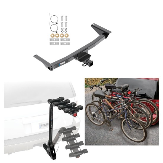 Trailer Hitch w/ 4 Bike Rack For 18-24 Volkswagen Atlas Approved for Recreational & Offroad Use Carrier for Adult Woman or Child Bicycles Foldable