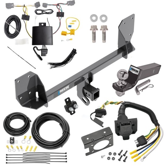 Trailer Hitch Tow Package w/ 7-Way RV Wiring For 16-24 Volvo XC90 w/ 2" Drop Mount 2" Ball Class 4 2" Receiver All Models Reese