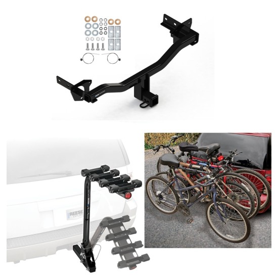 Trailer Hitch w/ 4 Bike Rack For 18-24 Alfa Romeo Stelvio Except Quadrifoglio Approved for Recreational & Offroad Use Carrier for Adult Woman or Child Bicycles Foldable