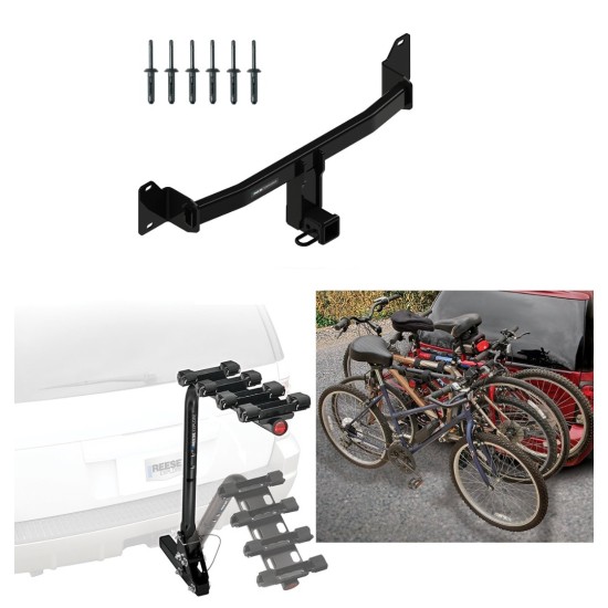 Trailer Hitch w/ 4 Bike Rack For 18-23 BMW X2 All Styles Approved for Recreational & Offroad Use Carrier for Adult Woman or Child Bicycles Foldable