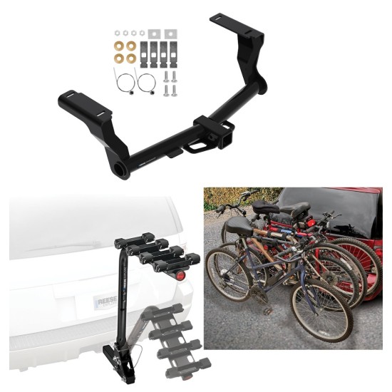 Trailer Hitch w/ 4 Bike Rack For 16-24 Subaru Crosstrek 18-22 Impreza Approved for Recreational & Offroad Use Carrier for Adult Woman or Child Bicycles Foldable