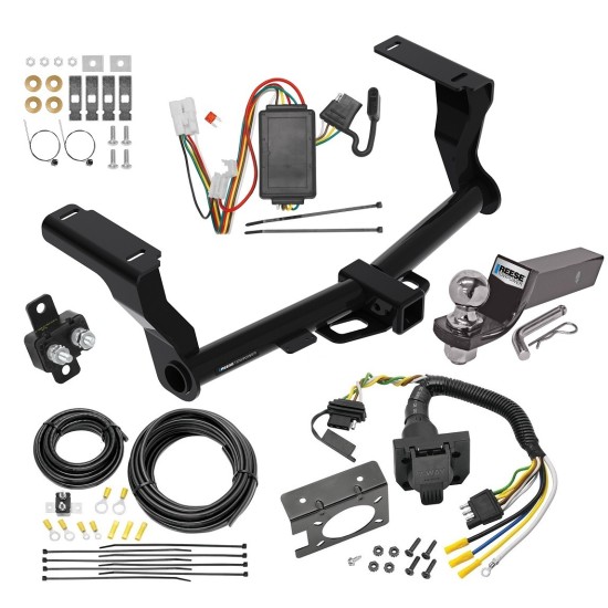 Trailer Hitch Tow Package w/ 7-Way RV Wiring For 16-24 Subaru Crosstrek Except Hybrid w/ 2" Drop Mount 2" Ball Class 3 2" Receiver All Models Reese