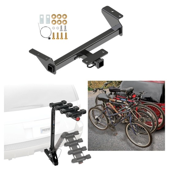 Trailer Hitch w/ 4 Bike Rack For 16-23 Toyota Tacoma All Styles Approved for Recreational & Offroad Use Carrier for Adult Woman or Child Bicycles Foldable