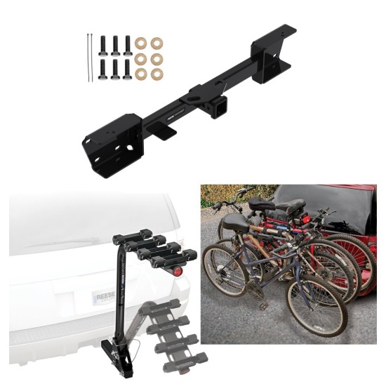 Trailer Hitch w/ 4 Bike Rack For 19-24 Subaru Ascent All Styles Approved for Recreational & Offroad Use Carrier for Adult Woman or Child Bicycles Foldable