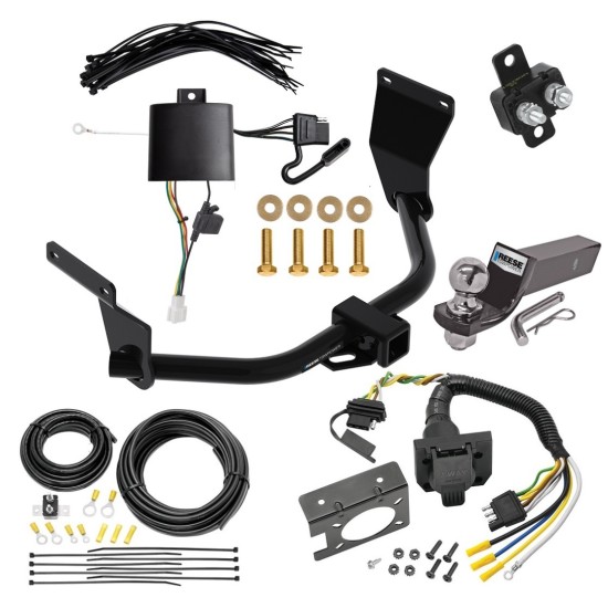 Trailer Hitch Tow Package w/ 7-Way RV Wiring For 19-24 Acura RDX With +12V Power Provision w/ 2" Drop Mount 2" Ball Class 3 2" Receiver Reese