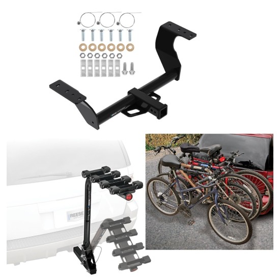 Trailer Hitch w/ 4 Bike Rack For 19-24 Subaru Forester 22-23 WRX Approved for Recreational & Offroad Use Carrier for Adult Woman or Child Bicycles Foldable