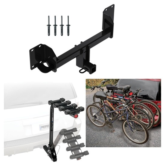 Trailer Hitch w/ 4 Bike Rack For 19-25 BMW X5 Except M Sport Package Approved for Recreational & Offroad Use Carrier for Adult Woman or Child Bicycles Foldable