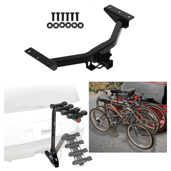 Trailer Hitch w/ 4 Bike Rack For 19-24 Honda Passport All Styles Approved for Recreational & Offroad Use Carrier for Adult Woman or Child Bicycles Foldable