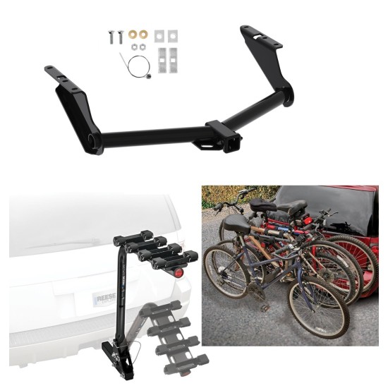 Trailer Hitch w/ 4 Bike Rack For 20-24 Jeep Gladiator Except Rubicon Approved for Recreational & Offroad Use Carrier for Adult Woman or Child Bicycles Foldable