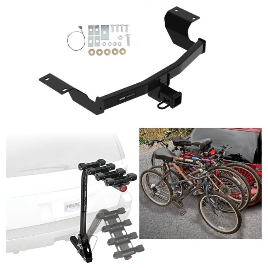 Trailer Hitch w/ 4 Bike Rack For 17-25 Honda CR-V Approved for Recreational & Offroad Use Carrier for Adult Woman or Child Bicycles Foldable