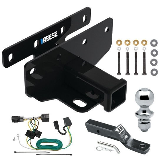 Reese Trailer Tow Hitch For 07-17 Jeep Wrangler 2018 Wrangler JK Except w/Right Hand Drive 2" Receiver Complete Package w/ Wiring and 1-7/8" Ball