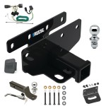 Ultimate Tow Package For 07-17 Jeep Wrangler 2018 JK Except w/Right Hand Drive Trailer Hitch w/ Wiring 2" Drop Mount Dual 2" and 1-7/8" Ball Lock Bracket Cover 2" Receiver Reese