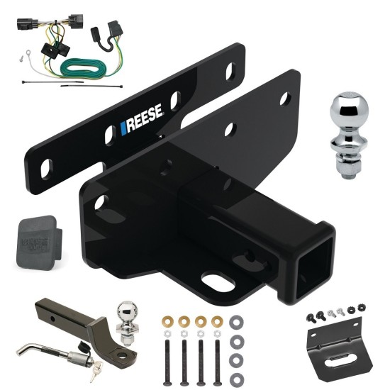 Ultimate Tow Package For 07-17 Jeep Wrangler 2018 JK Except w/Right Hand Drive Trailer Hitch w/ Wiring 2" Drop Mount Dual 2" and 1-7/8" Ball Lock Bracket Cover 2" Receiver Reese