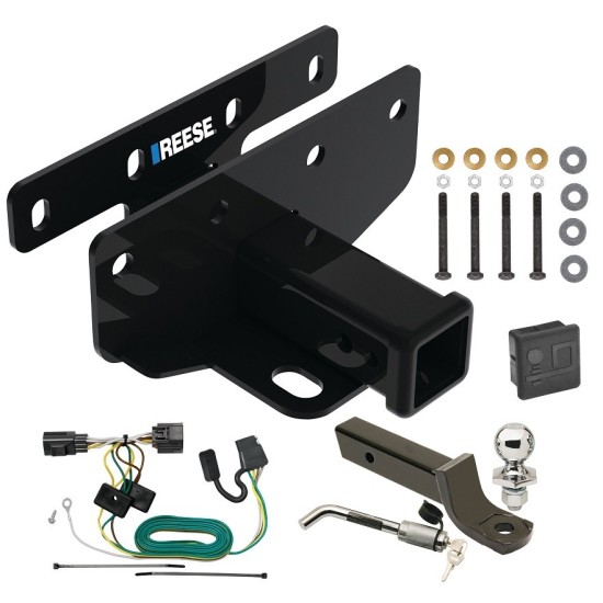 Reese Trailer Tow Hitch For 07-17 Jeep Wrangler 2018 Wrangler JK Except w/Right Hand Drive Deluxe Package Wiring 2" Ball Mount and Lock