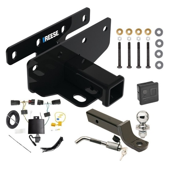 Reese Trailer Tow Hitch For 18-24 Jeep Wrangler JL (New Body Style) Deluxe Package Wiring 2" Ball Mount and Lock