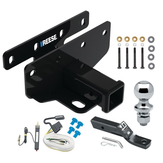 Reese Trailer Tow Hitch For 07-17 Jeep Wrangler 2018 JK Right Hand Drive Class 3 2" Receiver Complete Package w/ Wiring and 1-7/8" Ball