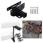 Trailer Hitch w/ 4 Bike Rack For 07-17 Jeep Wrangler 18-24 JL (New Body Style) 2018 Wrangler JK Approved for Recreational & Offroad Use Carrier for Adult Woman or Child Bicycles Foldable