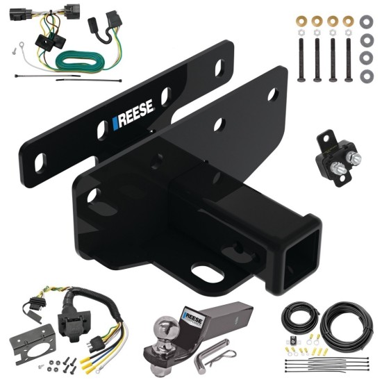 Trailer Hitch Tow Package w/ 7-Way RV Wiring For 07-17 Jeep Wrangler 2018 JK Except w/Right Hand Drive w/ 2" Drop Mount 2" Ball Class 3 2" Receiver Reese