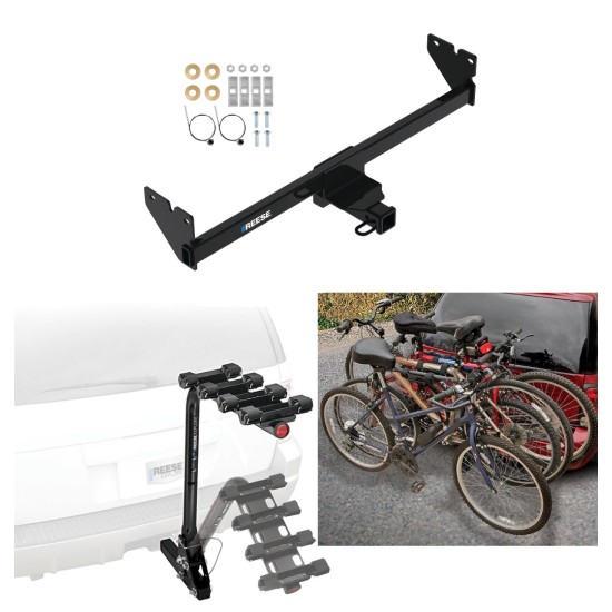 Trailer Hitch w/ 4 Bike Rack For 20-24 Volkswagen Atlas Cross Sport Approved for Recreational & Offroad Use Carrier for Adult Woman or Child Bicycles Foldable