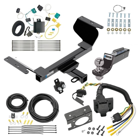 Trailer Hitch Tow Package w/ 7-Way RV Wiring For 18-21 Chevrolet Equinox w/ 2" Drop Mount 2" Ball Class 3 2" Receiver Reese