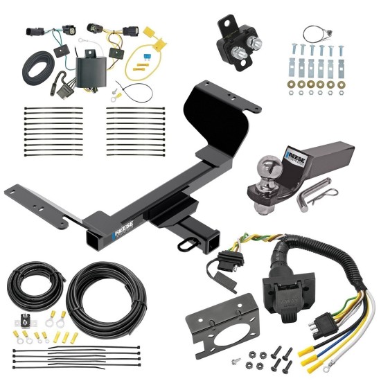 Trailer Hitch Tow Package w/ 7-Way RV Wiring For 18-22 Chevrolet Equinox w/ 2" Drop Mount 2" Ball Class 3 2" Receiver Reese