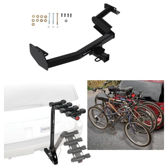 Trailer Hitch w/ 4 Bike Rack For 20-24 Hyundai Palisade KIA Telluride Approved for Recreational & Offroad Use Carrier for Adult Woman or Child Bicycles Foldable