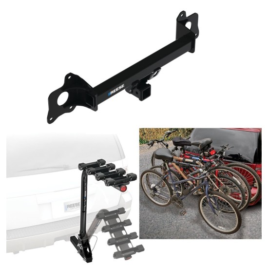 Trailer Hitch w/ 4 Bike Rack For 21-23 Tesla Y Approved for Recreational & Offroad Use Carrier for Adult Woman or Child Bicycles Foldable