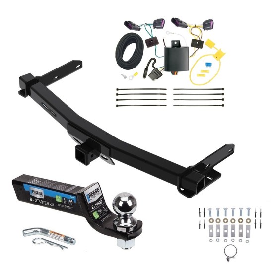 Class 4 7.5K Tow Package For 14-23 Dodge Durango Trailer Hitch w/ Wiring 2" Drop Mount 2" Ball 2" Receiver Reese