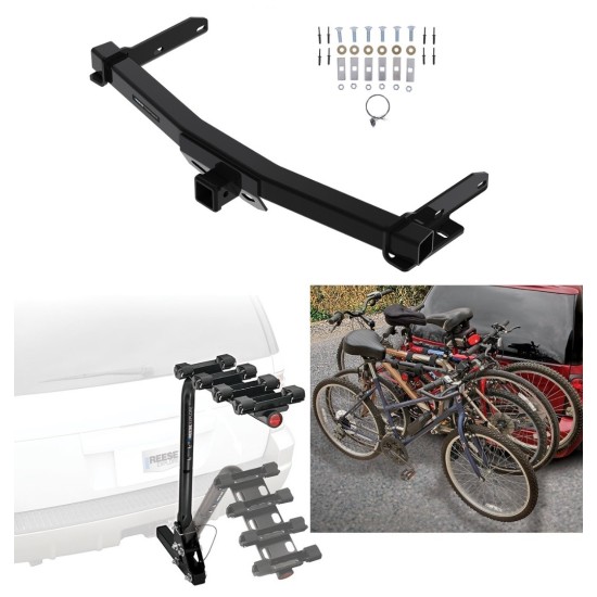 Trailer Hitch w/ 4 Bike Rack For 11-23 Dodge Durango Jeep Grand Cherokee 2022 WK Old Body Style Approved for Recreational & Offroad Use Carrier for Adult Woman or Child Bicycles Foldable