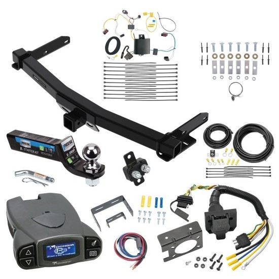 Trailer Hitch Tow Package Prodigy P3 Brake Control For 14-21 Jeep Grand Cherokee w/Removable OEM Fascia Panel Only 2022 WK Old Body Style w/ 7-Way RV Wiring 2" Drop Mount 2" Ball Class 4 2" Receiver Reese Tekonsha