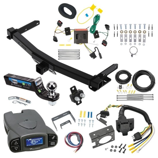 Class 4 7.5K Trailer Hitch Tow Package Prodigy P3 Brake Control For 11-13 Dodge Durango w/ 7-Way RV Wiring 2" Drop Mount 2" Ball 2" Receiver Reese Tekonsha