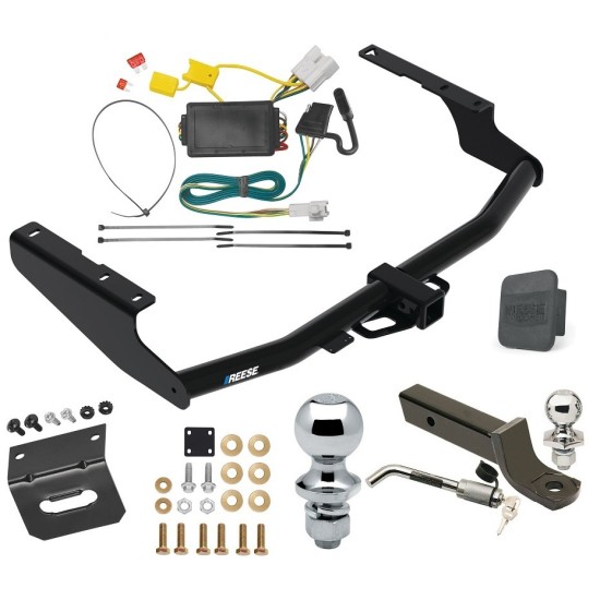 Ultimate Tow Package For 14-19 Toyota Highlander Except XSE Trailer Hitch w/ Wiring 2" Drop Mount Dual 2" and 1-7/8" Ball Lock Bracket Cover 2" Receiver Reese