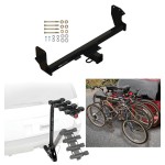 Trailer Hitch w/ 4 Bike Rack For 22-24 Mitsubishi Eclipse Cross Approved for Recreational & Offroad Use Carrier for Adult Woman or Child Bicycles Foldable